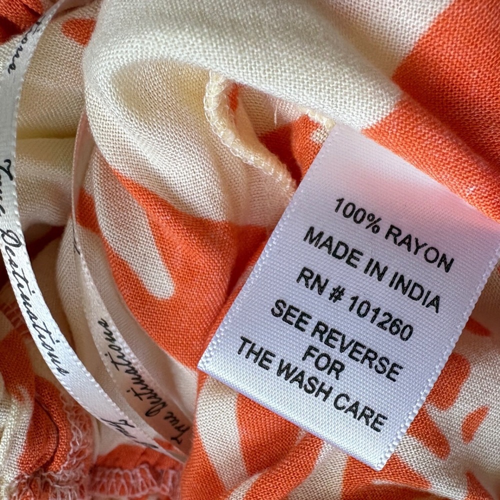 True Destinations Orange Floral Botanical Wide Leg Pants, Small, Beach Resort - Picture 8 of 9